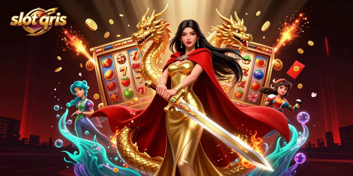 Spin the reels at slot qris with vibrant symbols, golden coins, and festive casino atmosphere.
