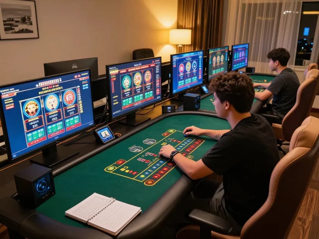 Engaging in strategic gameplay on a modern online casino platform at home, featuring Rik vip gaming interface