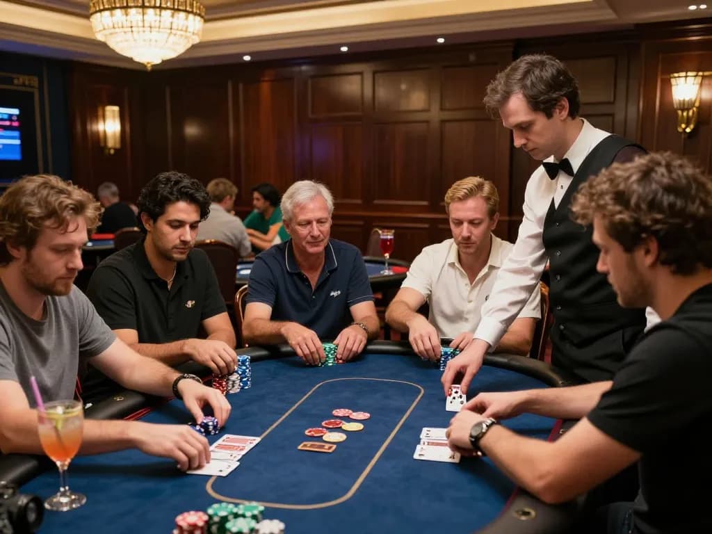 Dynamic VIP poker game at https://mm88.it.com/ with players focused on their hands and colorful chips stacked.