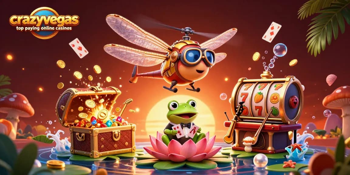 Engage with crazyvegas top paying online casinos featuring a dragonfly pilot, frog croupier, and jazz cricket band.