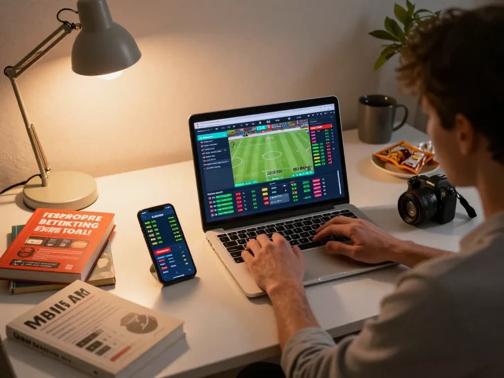 Engaged user placing strategic sports bets in a modern online gaming setup showcasing ok8386 odds.