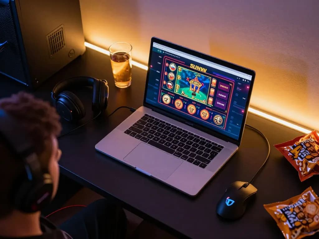 Engaging online gaming scene showcasing the Sun win interface during a comfortable play session.