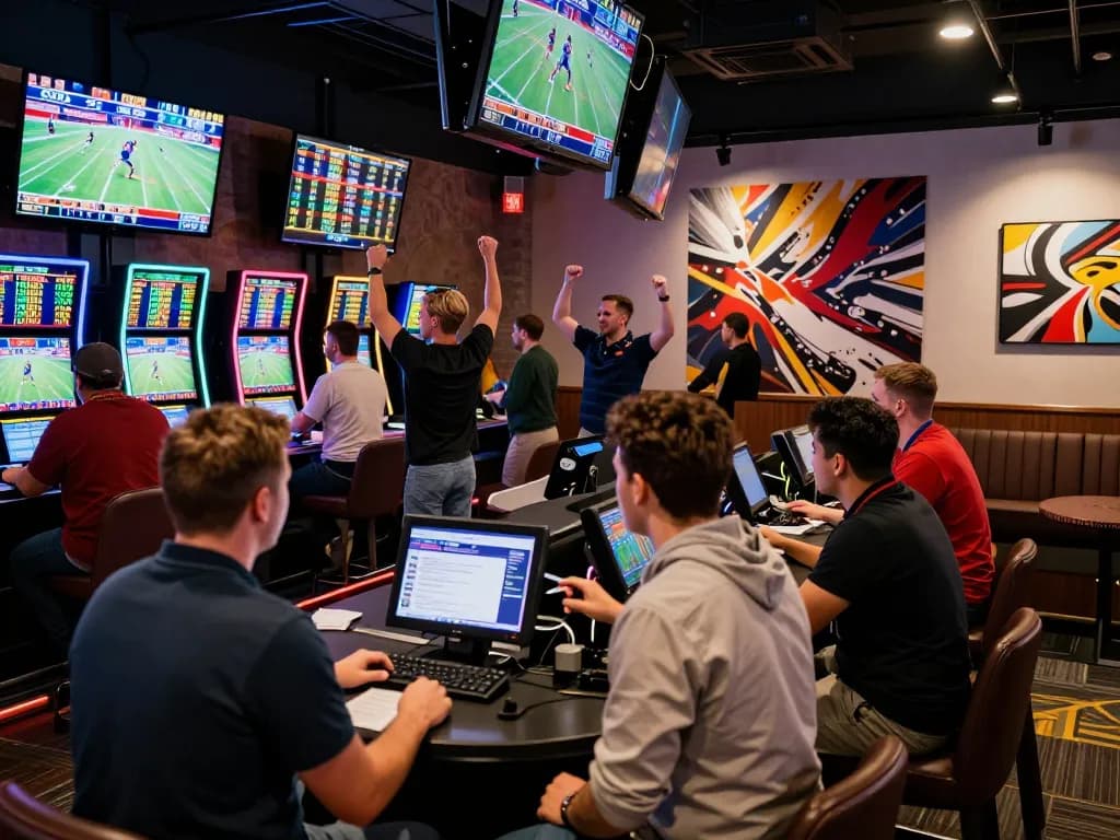 Exciting sportsbook scene featuring bettors engaging with live sports events using soi keo nha cai strategies