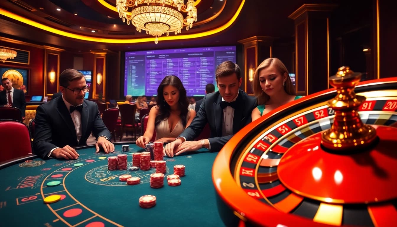 Experience an exciting poker game at XX88 with vibrant chips and intense players.