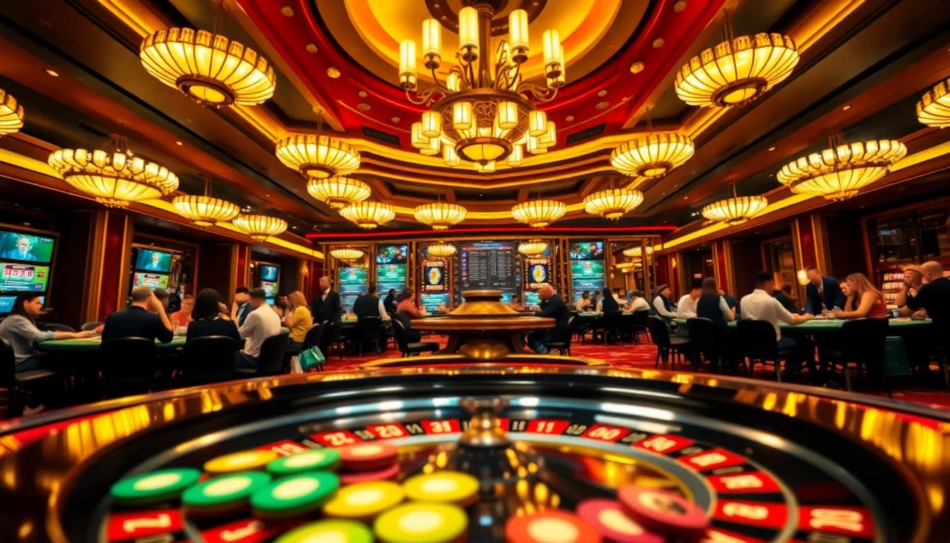 Experience the thrill of gambling at a luxury casino with ok8386 poker tables and roulette.