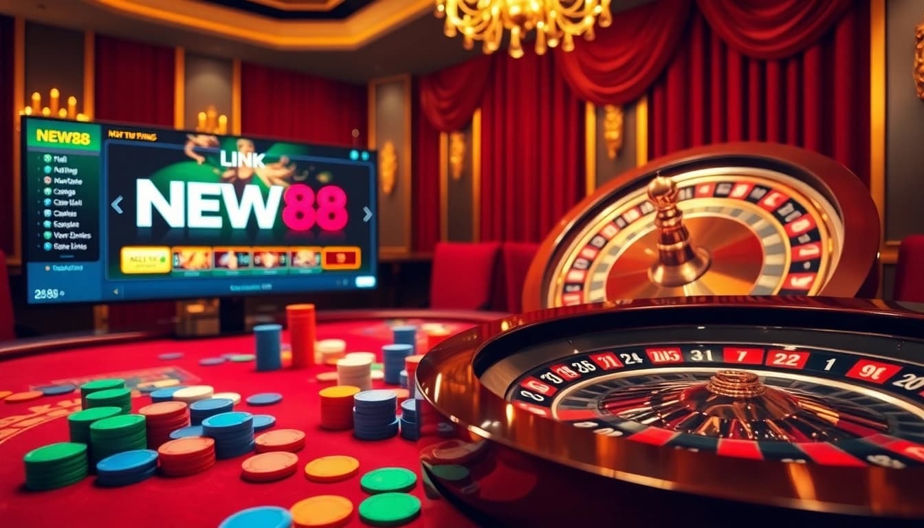 Experience the excitement of gambling with Link NEW88 at a vibrant casino table.