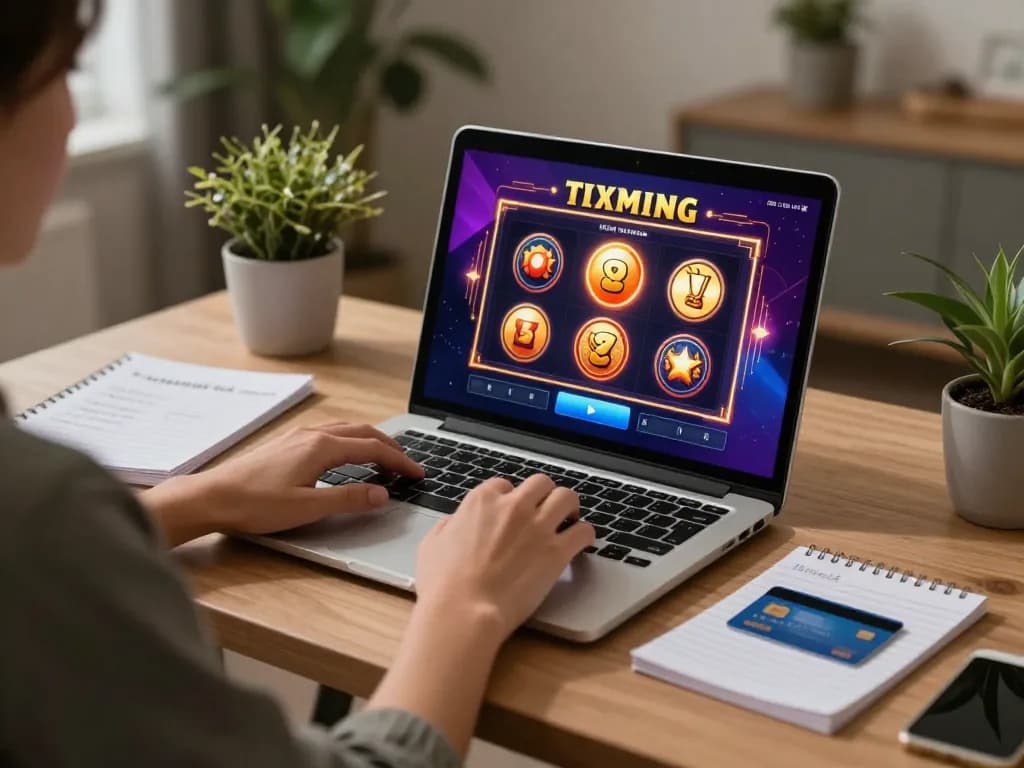 Engaging online gaming moment at 789club with vibrant slot machine interface and cozy home setting