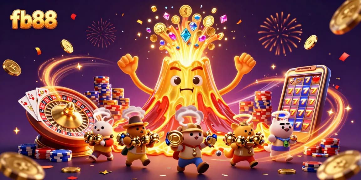 Experience the thrilling wins at fb88 with a vibrant casino scene showcasing treasures and excitement.