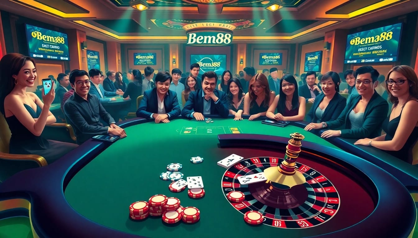 Experience the excitement of gambling at Bem88 with vibrant casino tables and thrilling games.