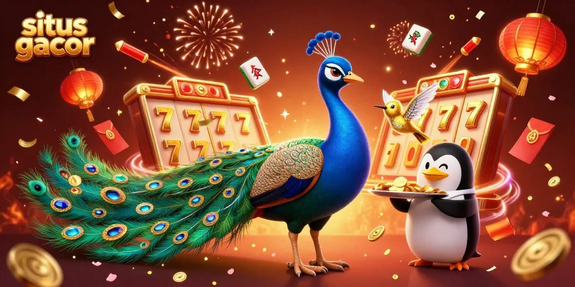 Experience winning with situs gacor and lively casino characters surrounded by vibrant elements.