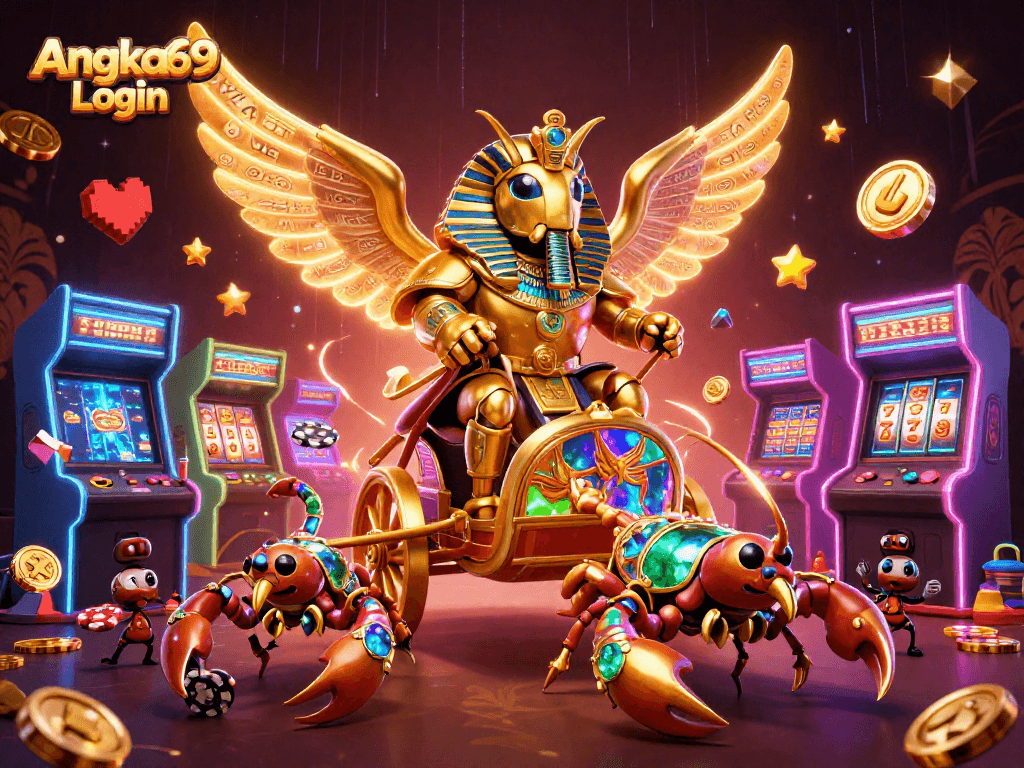 Experience seamless gameplay with Angka69 Login as a golden scarab leads a dynamic casino adventure