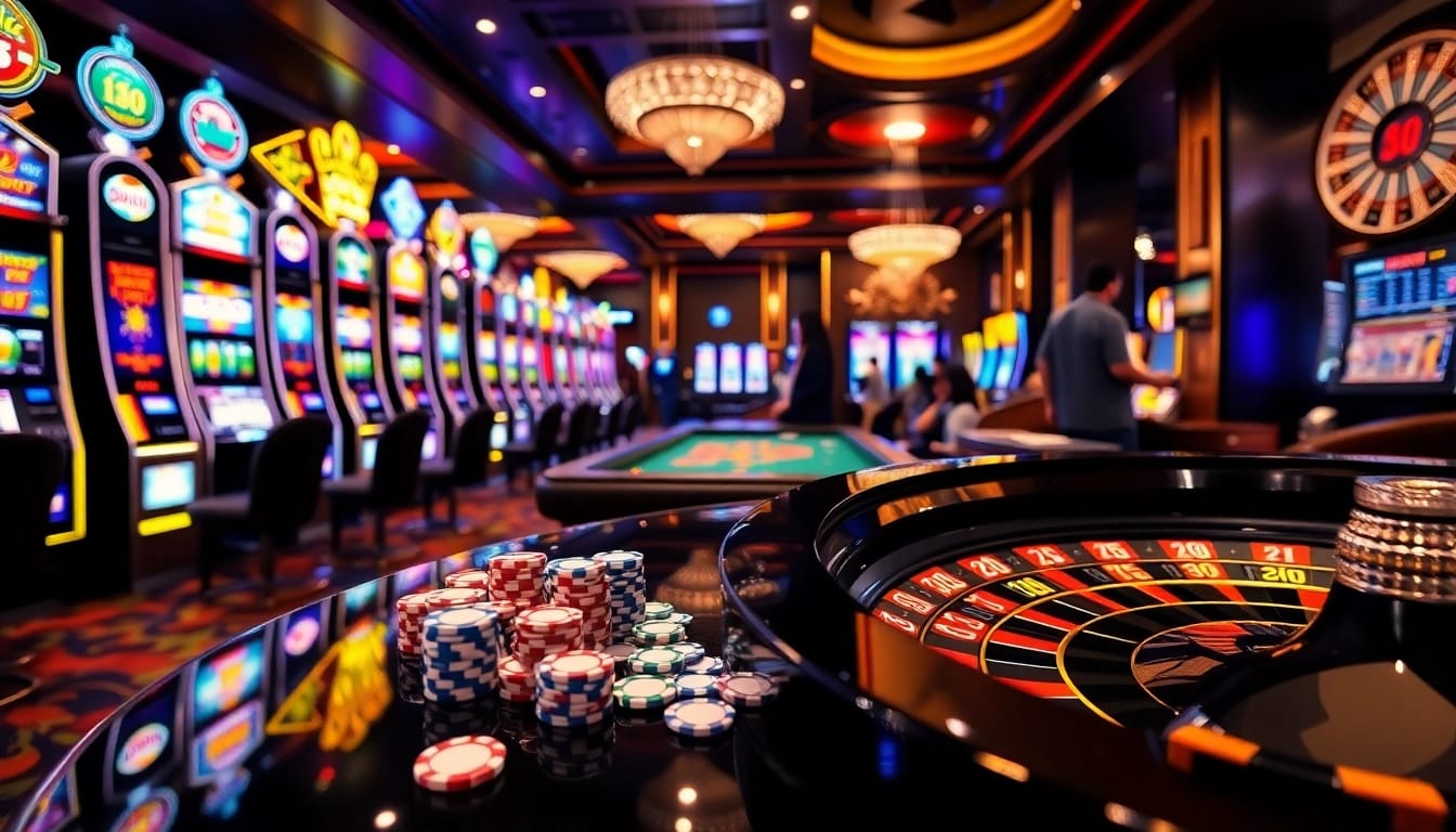 Experience the excitement of gambling at QQMacan with vibrant slot machines and professional casino tables.