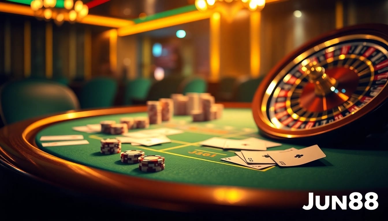 Experience thrilling gameplay at Jun88 with luxurious casino tables and exciting poker action.