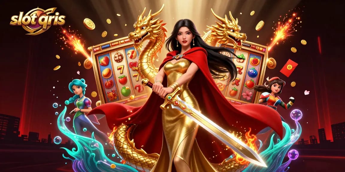 Spin the reels at slot qris with vibrant symbols, golden coins, and festive casino atmosphere.