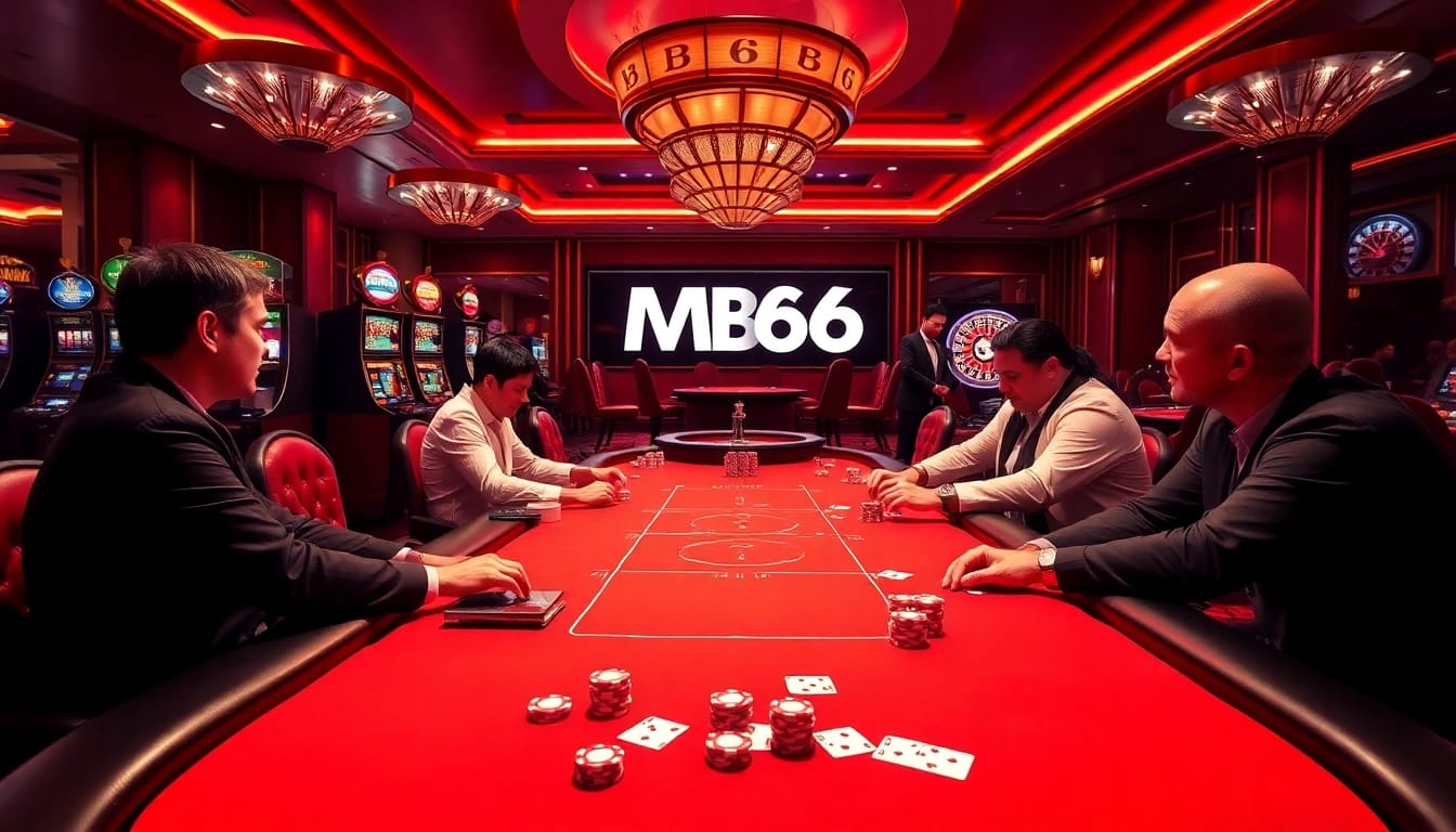 Experience the excitement of MB66 with professional gamblers at a luxurious poker table.