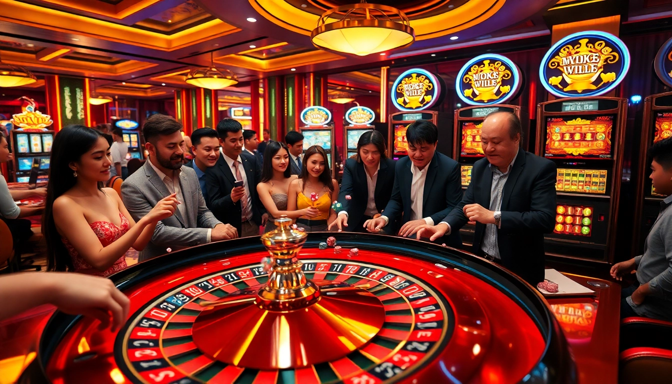 Xoso66 casino experience with glamorous players and exciting gaming elements.