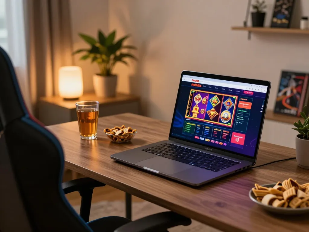 Engaging scene of hello88's online casino interface on a laptop, embodying a modern gaming experience