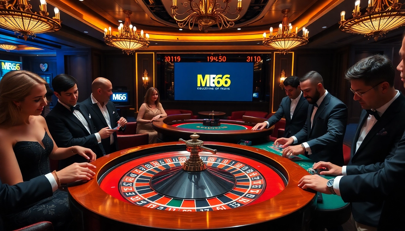 Experience the thrill of betting at MB66's luxurious casino tables with vibrant ambiance.