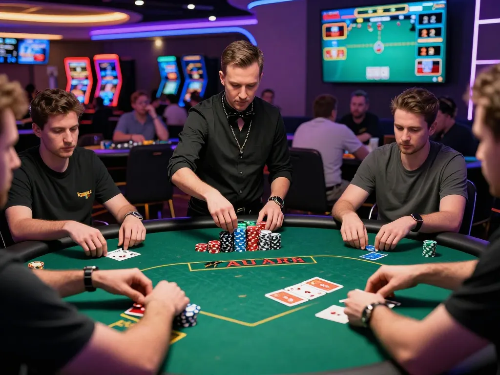 Exciting live casino poker game scene at bong99 with players and intense atmosphere