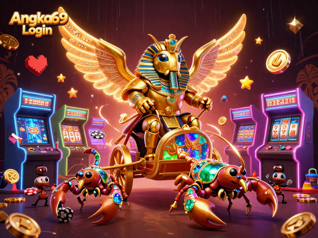 Experience seamless gameplay with Angka69 Login as a golden scarab leads a dynamic casino adventure