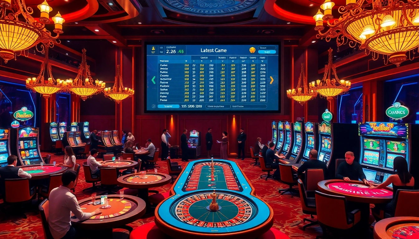 A dynamic scene showcasing gamblers at tables and slot machines, highlighting the engaging atmosphere of https://rr88co.net/ online gaming.