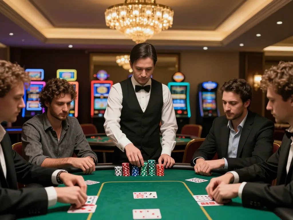 Players engaging in strategic gameplay at CM 88 poker table in a luxurious casino atmosphere