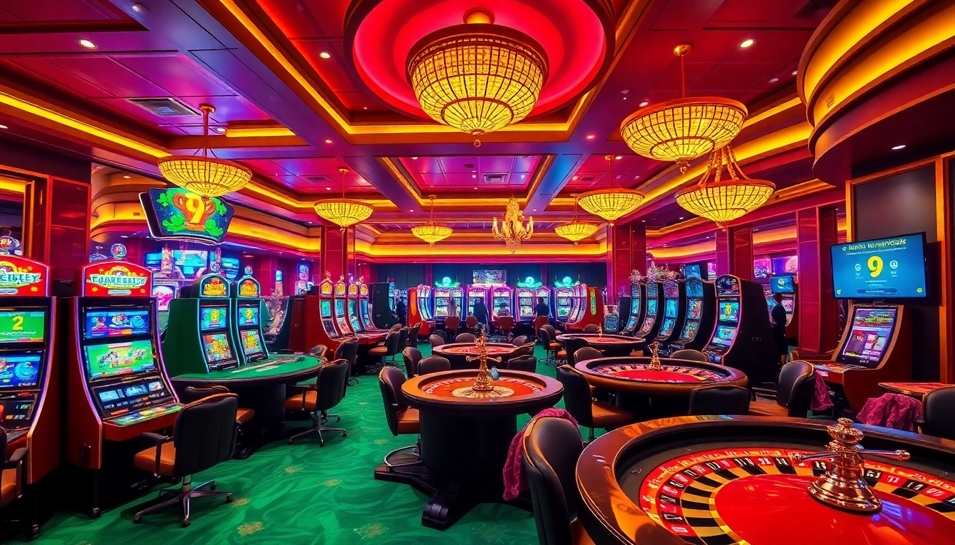 Experience the thrill of betting at GG88, featuring vibrant gaming tables, poker chips, and slot machines.