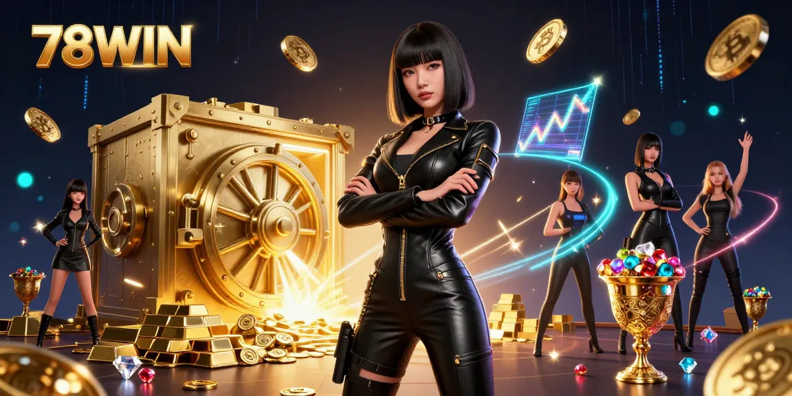 Experience the thrill of 78WIN with high-stakes casino action surrounded by dynamic gold elements.