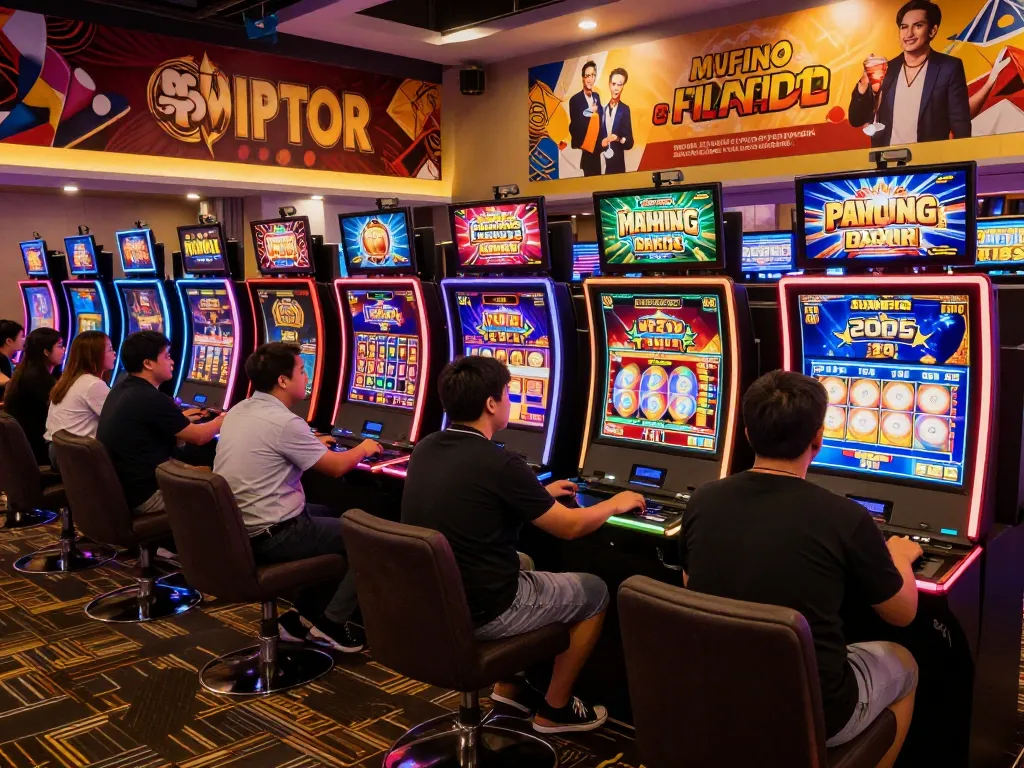 Players celebrating wins at situs slot gacor in a lively online casino.