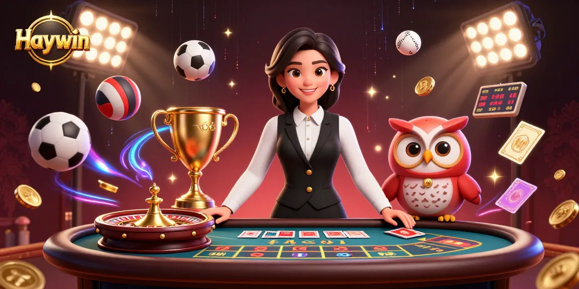 Experience the excitement of Haywin with this dynamic 3D casino illustration featuring engaging dealers and lively gaming elements.