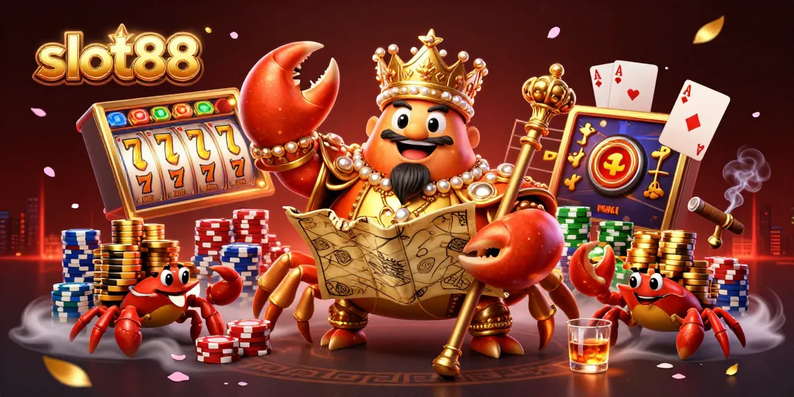 Menangkan jackpot di slot88 dengan ilustrasi 3D karnaval kasino yang berkilauan.