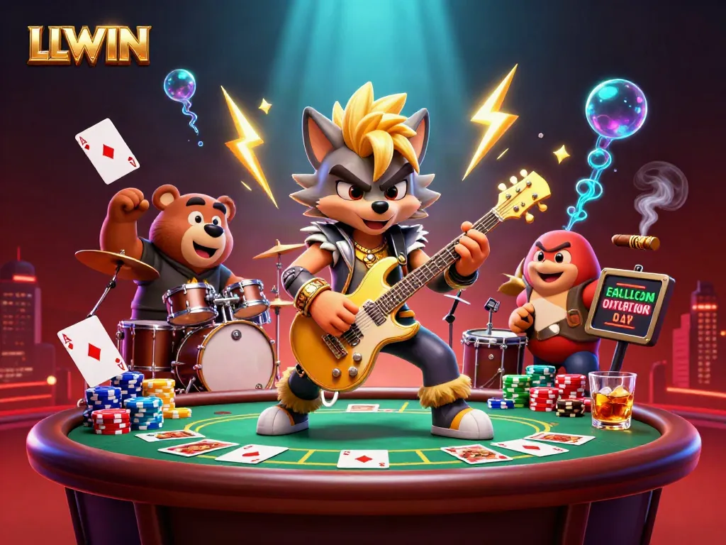 Engage in thrilling LLWIN casino action with dynamic characters and vibrant game elements.