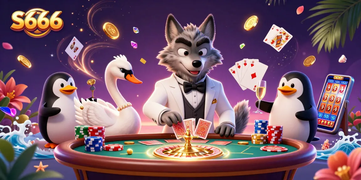 Experience thrilling games at S666 with elegant characters and vibrant casino elements.