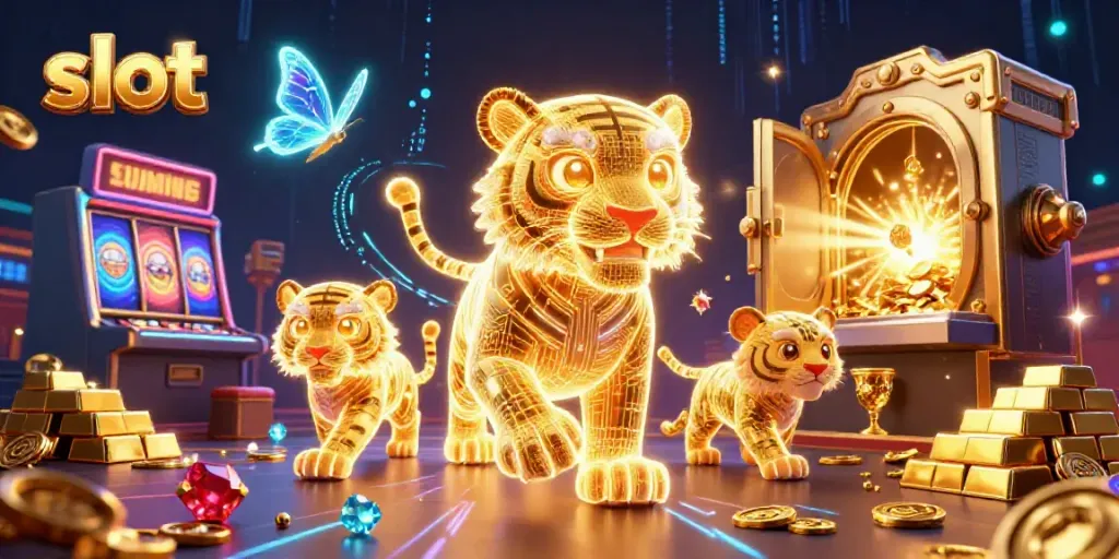 Experience an exhilarating slot adventure with a glowing golden tiger in a dynamic digital casino.