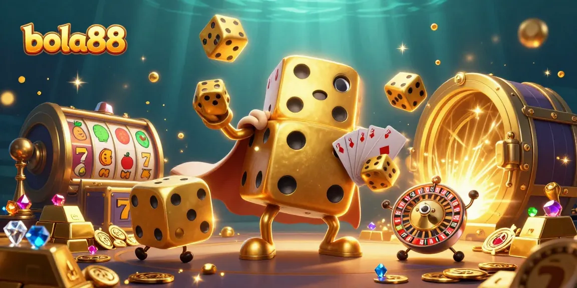 Bola88 players enjoying thrilling slot experiences with colorful jackpot reels and golden gems.