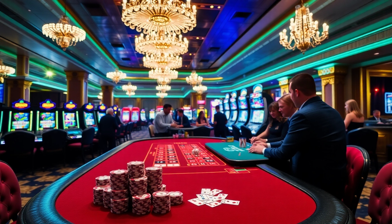Experience the thrill of 33WIN at an upscale casino table with poker chips and vibrant slot machines.