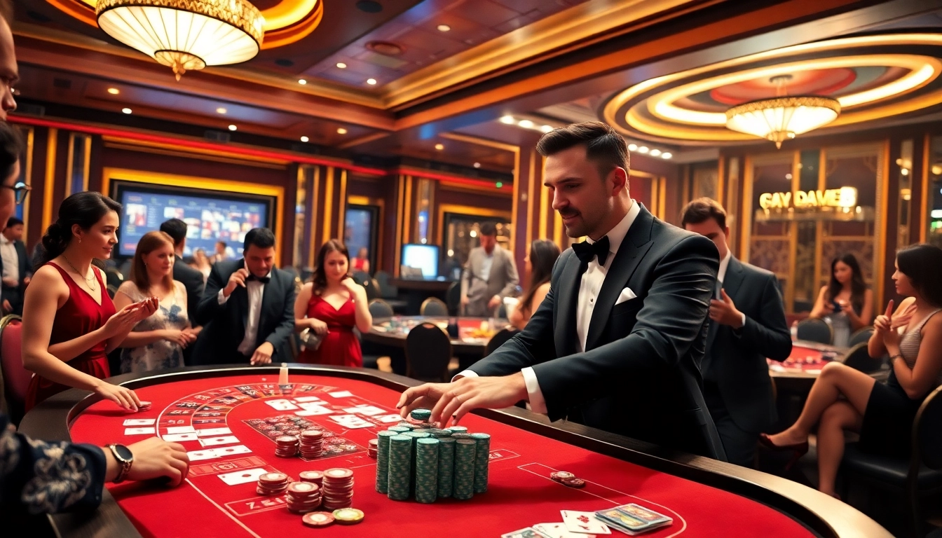 Experience the thrill of 68 game bài at a vibrant, luxurious casino table filled with excitement.