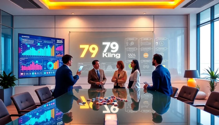 79King marketing analysts reviewing 2025 strategy with analytics and branding visuals