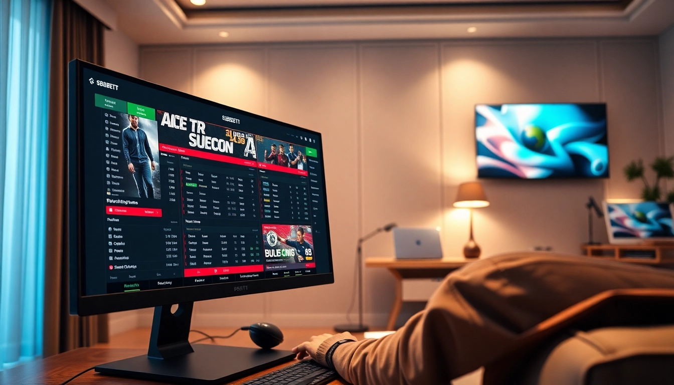 Mengakses SBOBET88 melalui komputer di ruang kerja modern yang nyaman.