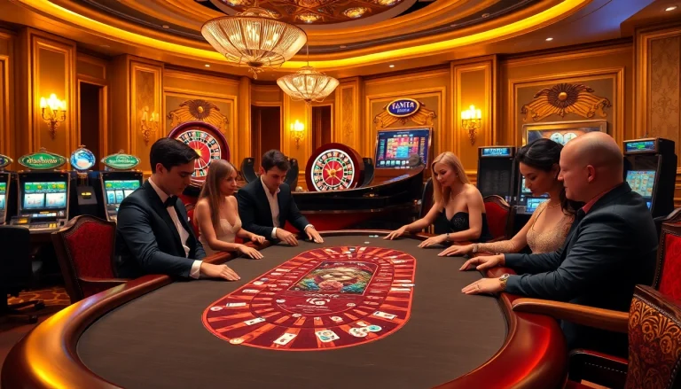 Engaged players at a luxurious poker table in a casino celebrating OK8386.