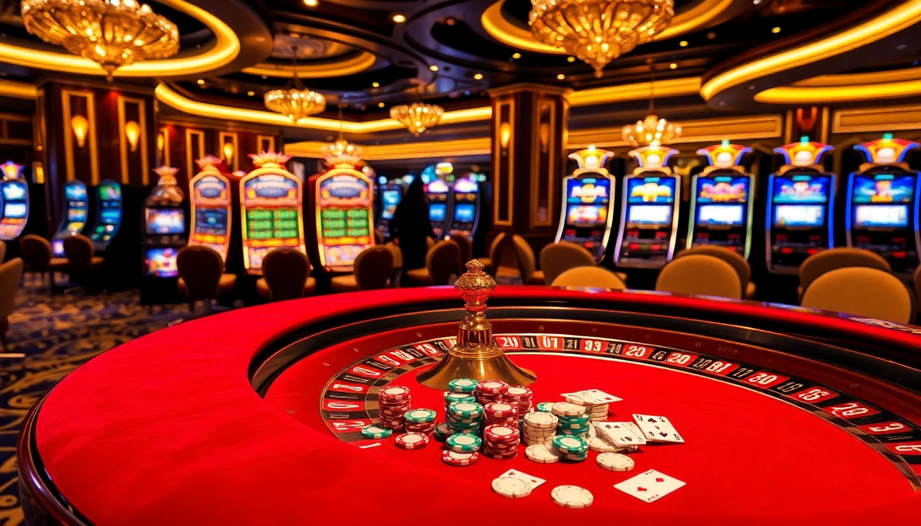 Exciting casino atmosphere with roulette and slot machines at https://789win.apartments/, capturing luxury and thrill.