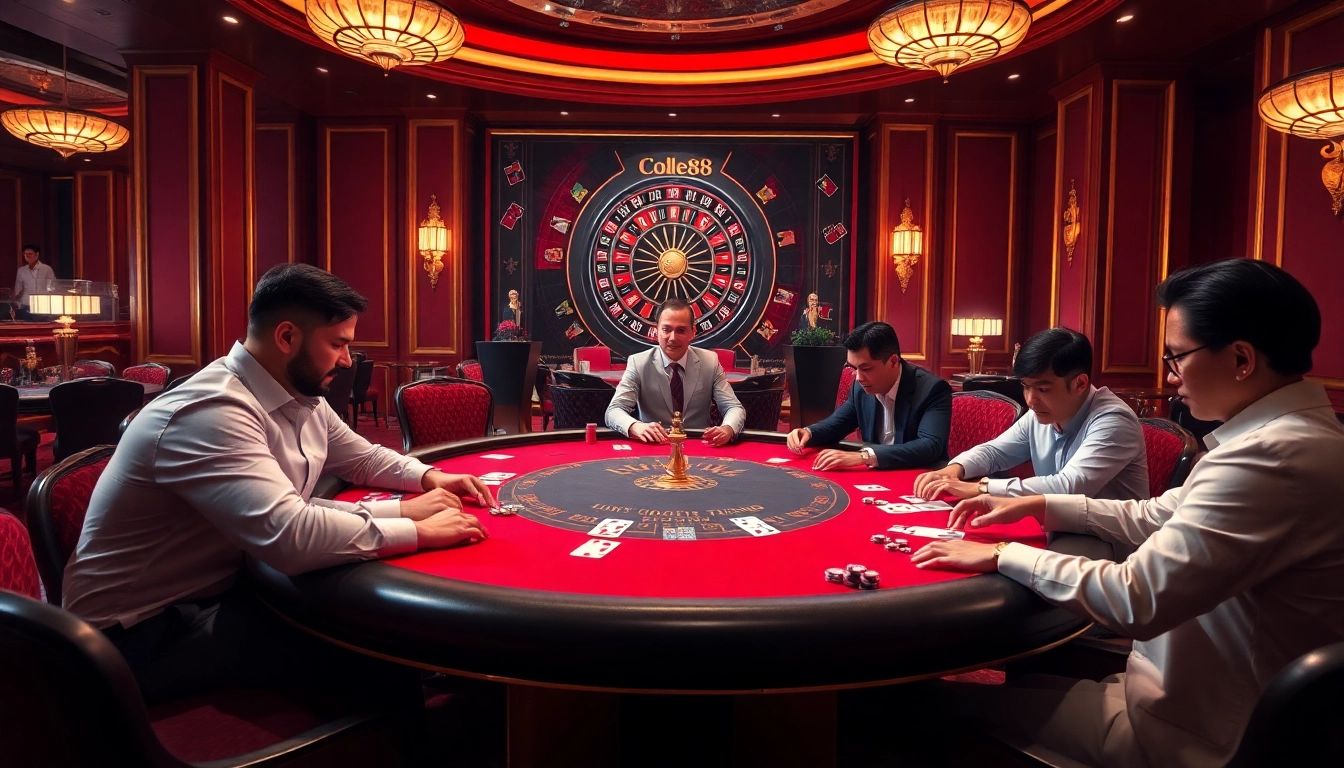 Experience thrilling casino action at Hello88 with poker chips and elegant tables.