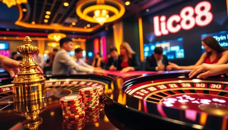 Experience high-stakes excitement at LC88's diverse casino tables featuring thrilling games.