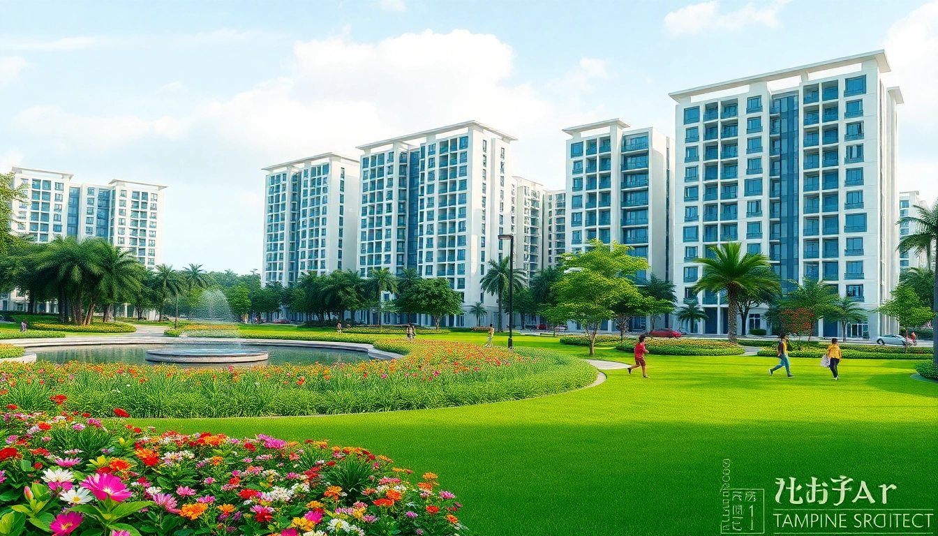 View of Tampines EC showcasing lush gardens and contemporary architecture in a vibrant community setting.
