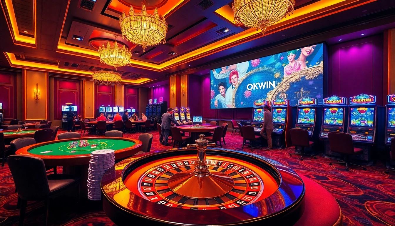 Experience the excitement of online gaming at https://okwin.blog/ with vibrant casino visuals, poker chips, and lively atmosphere.