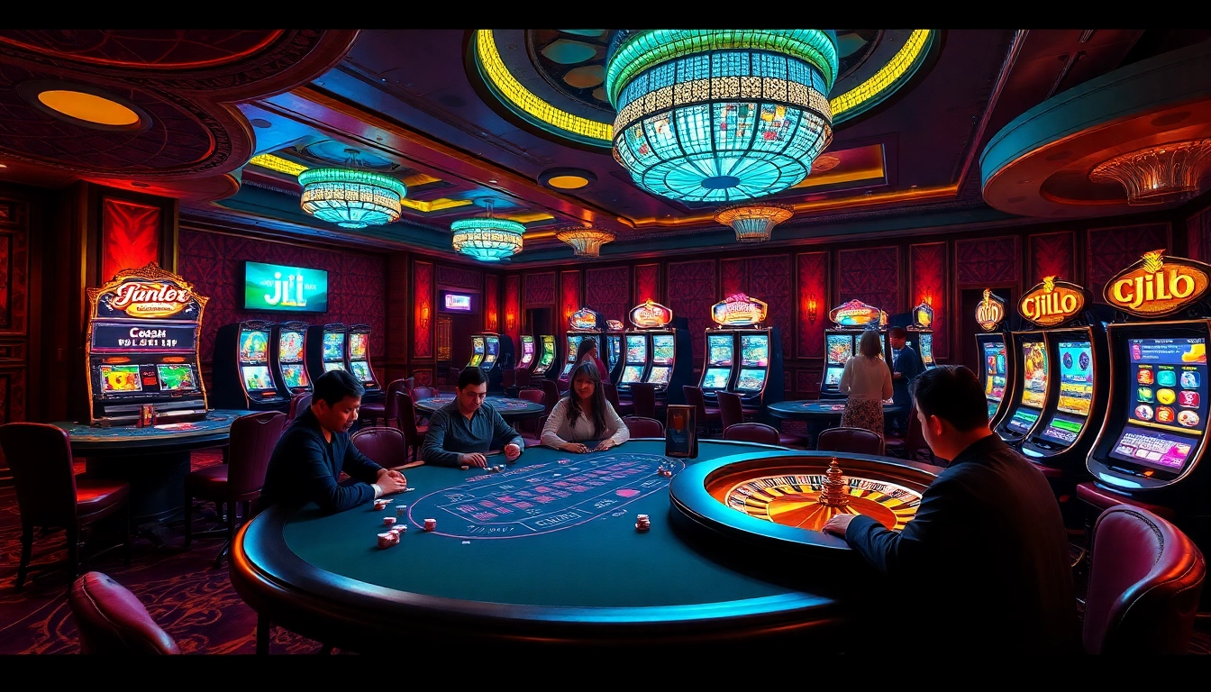 Experience high-stakes gaming at JILI's vibrant casino with immersive slot machines and lively poker tables.