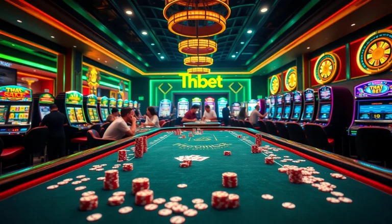 Get ready to win big with Tha bet at this vibrant casino scene filled with action and excitement.