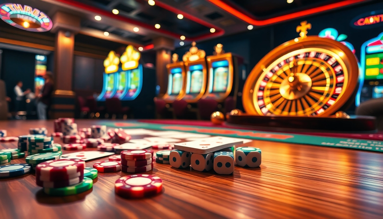 Experience thrilling excitement at THABET casino with vibrant poker tables and dynamic game visuals.