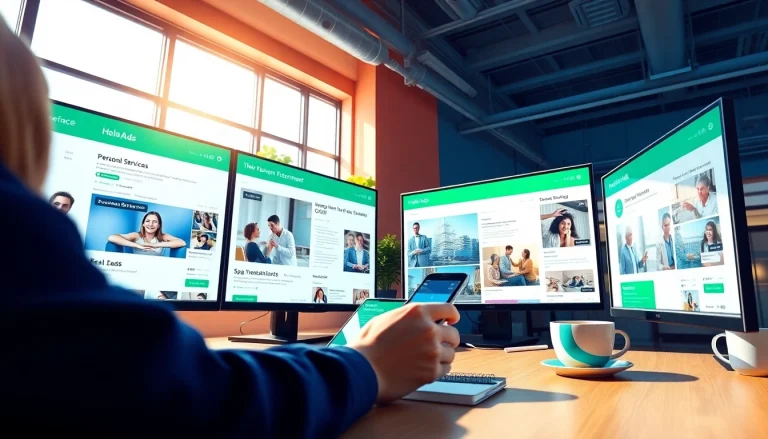 Engaging Hela Ads digital marketplace scene with classified ads and a user-friendly interface