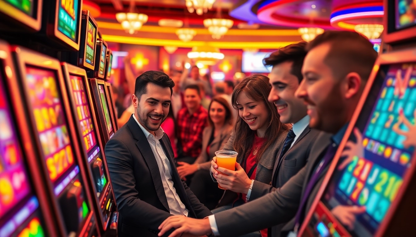 Mendapatkan slot maxwin dengan memainkan mesin slot di kasino yang ramai dan berwarna-warni.